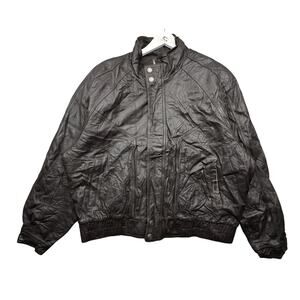 Wilsons Leather Experts Thinsulate Full Zip Bomber Jacket Men XL Lined Black